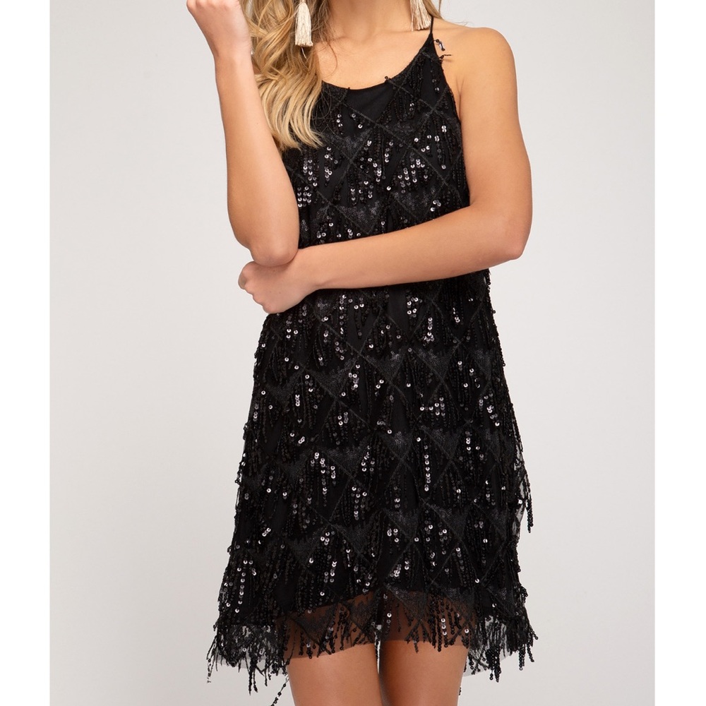 Sequined Fringe Dress